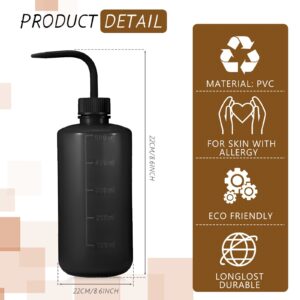 4 Pcs 500 ml Tattoo Wash Bottle Water Squirt Bottle Lab Squeeze Bottles Lash Water Bottle Squeeze Safety Rinse Bottle for Eyelash Extensions, Tattoo Supplies, Cleaning, Succulent Watering (Black)