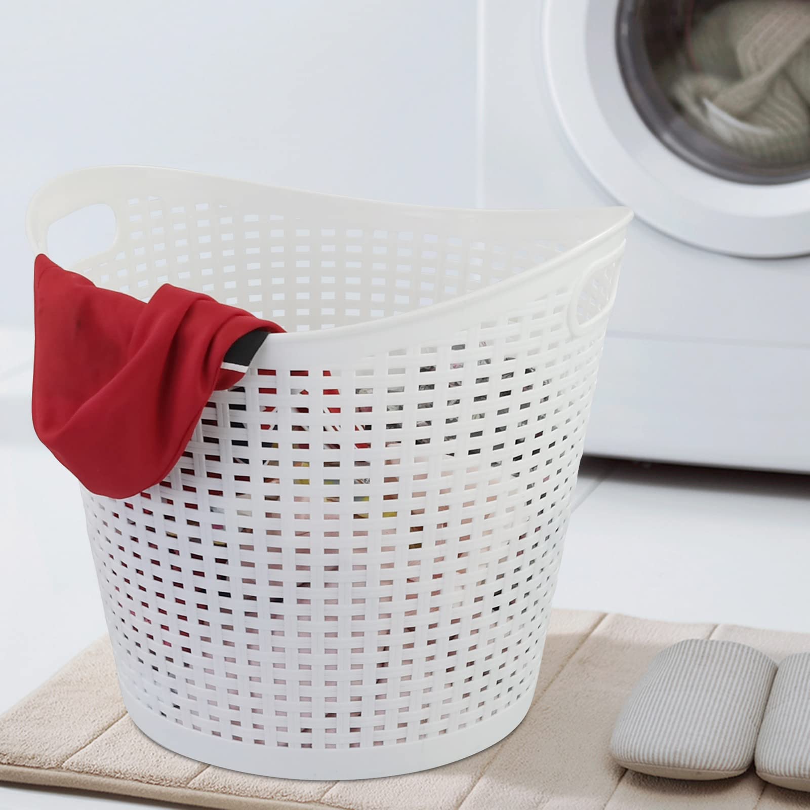 Dehouse Round Plastic Laundry Baskets, White Clothes Hamper, Pack of 6