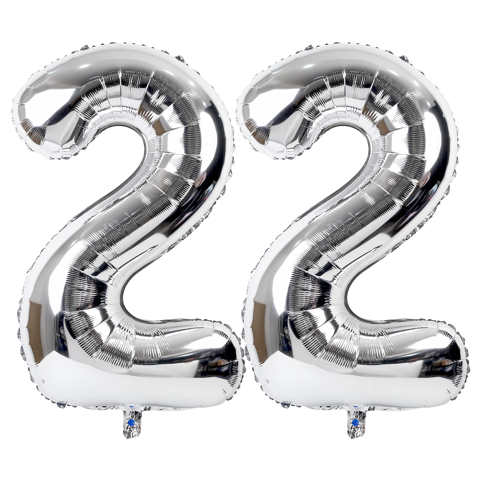 Huge Silver Balloon Number 22,40 Inch Silver 22nd Mylar Foil Helium Birthday Decoration Balloons，Silver 22 Balloons For Wedding Anniversary Birthday Party Decors,22Year Old Men Women Birthday Balloons