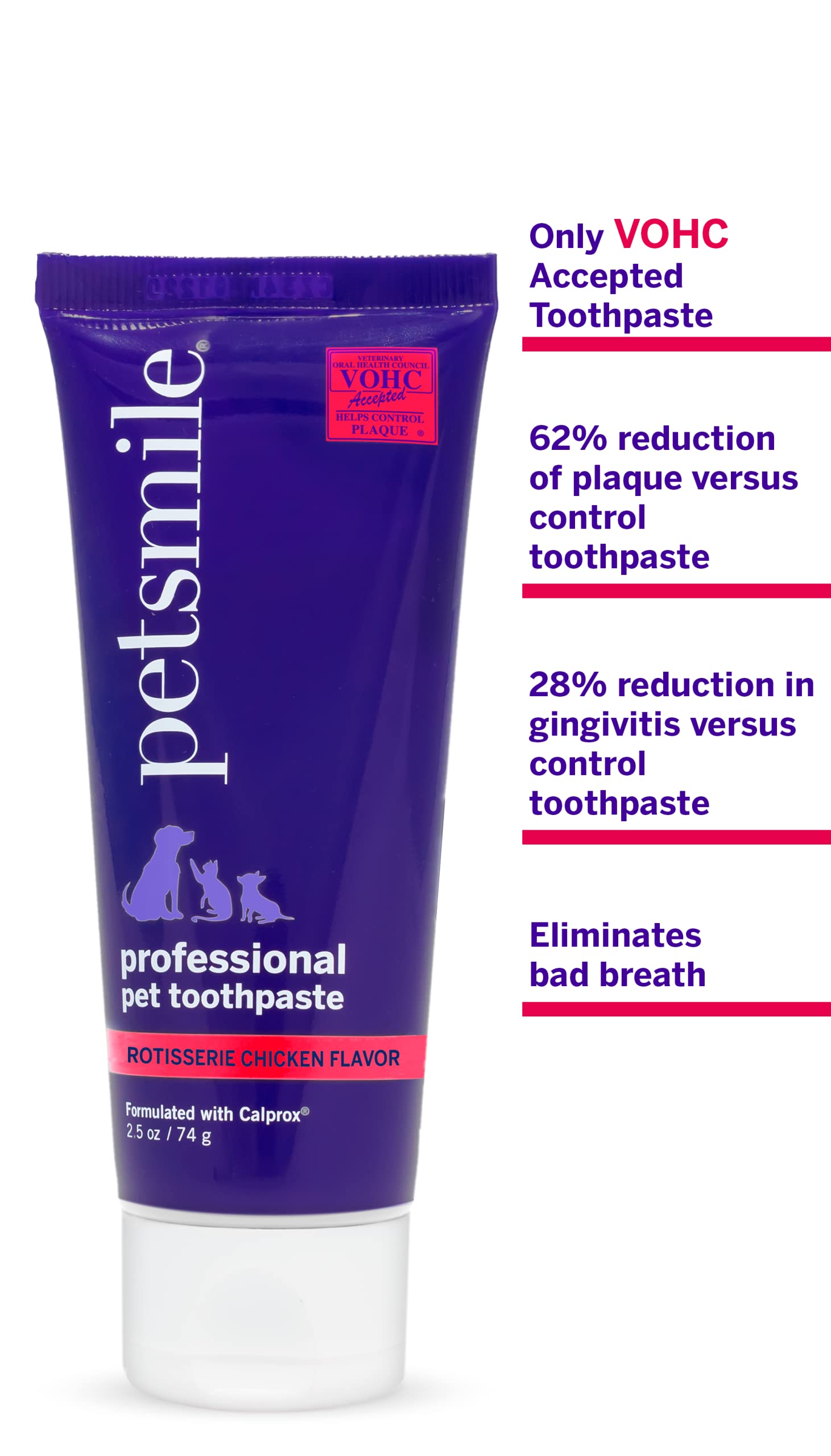 Petsmile Professional Pet Tooth Brushing Kit - Cat & Dog Toothbrush and Toothpaste for Plaque, Tartar, & Bad Breath - VOHC Accepted Non Enzymatic Cat & Dog Toothpaste (Rotisserie Chicken, 2.5 Oz)