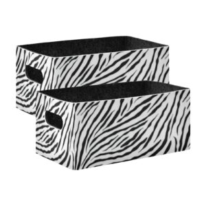 susiyo zebra print pattern storage bins 2 pcs felt storage basket foldable organizer bin for office closet