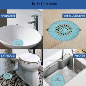 JHXTZ Shower Drain Hair Catcher, Silicone Hair Stopper, 2PC Durable Shower Drain Covers Suit for Bathroom Bathtub and Kitchen(Blue & Gray)