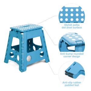 2 Pack 16 Inch Foldable Step Stool for Kids Folding Step Stool for Adults Lightweight Non-Slip Design Kitchen Stepping Stools Garden Step Stool Great for Bathroom, Bedroom, Living Room Blue