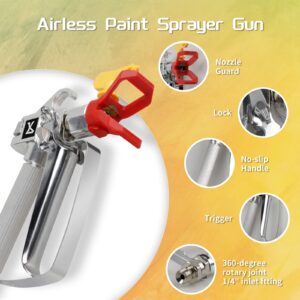 CPROSP Airless Paint Spray Gun, High Pressure 3600 PSI with 4 x Swivel Joint 211,515,517,621 and 6 x Filter