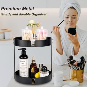 Hihotiner 2 Tier Bathroom Countertop Organizer, Stainless Steel Sink Storage Shelf, Waterproof and Rustproof, Premium Counter Rack Vanity Tray with Non-Slip Mat for Perfume, Makeup, Coffee