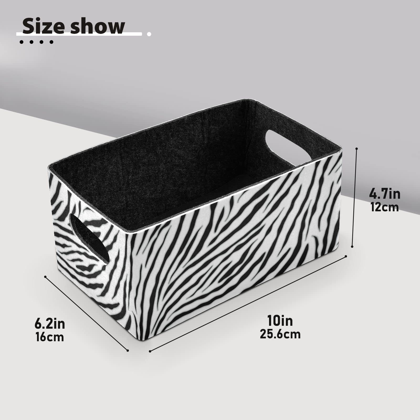 susiyo Zebra Print Pattern Storage Bins 2 Pcs Felt Storage Basket Foldable Organizer Bin for Office Closet