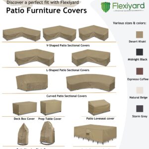 Flexiyard Heavy Duty Outdoor Sectional Sofa Cover, Waterproof 600D Patio Sectional Couch Cover, Lawn Patio Furniture Cover (Midnight Black, V-Shaped-90 x 90")