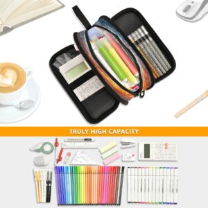 Baseball Ball in Fire and Water Pencil Case 3 Compartment Pen Bag Pouch Holder Box School Portable Stationery Storage Bag for Girls Boys