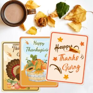 WorldBazaar Thanksgiving Greeting Cards with Envelopes 24PCS Watercolor Thanksgiving Day Pumpkin Turkey Cards Fall Autumn Thanksgiving Party Supplies