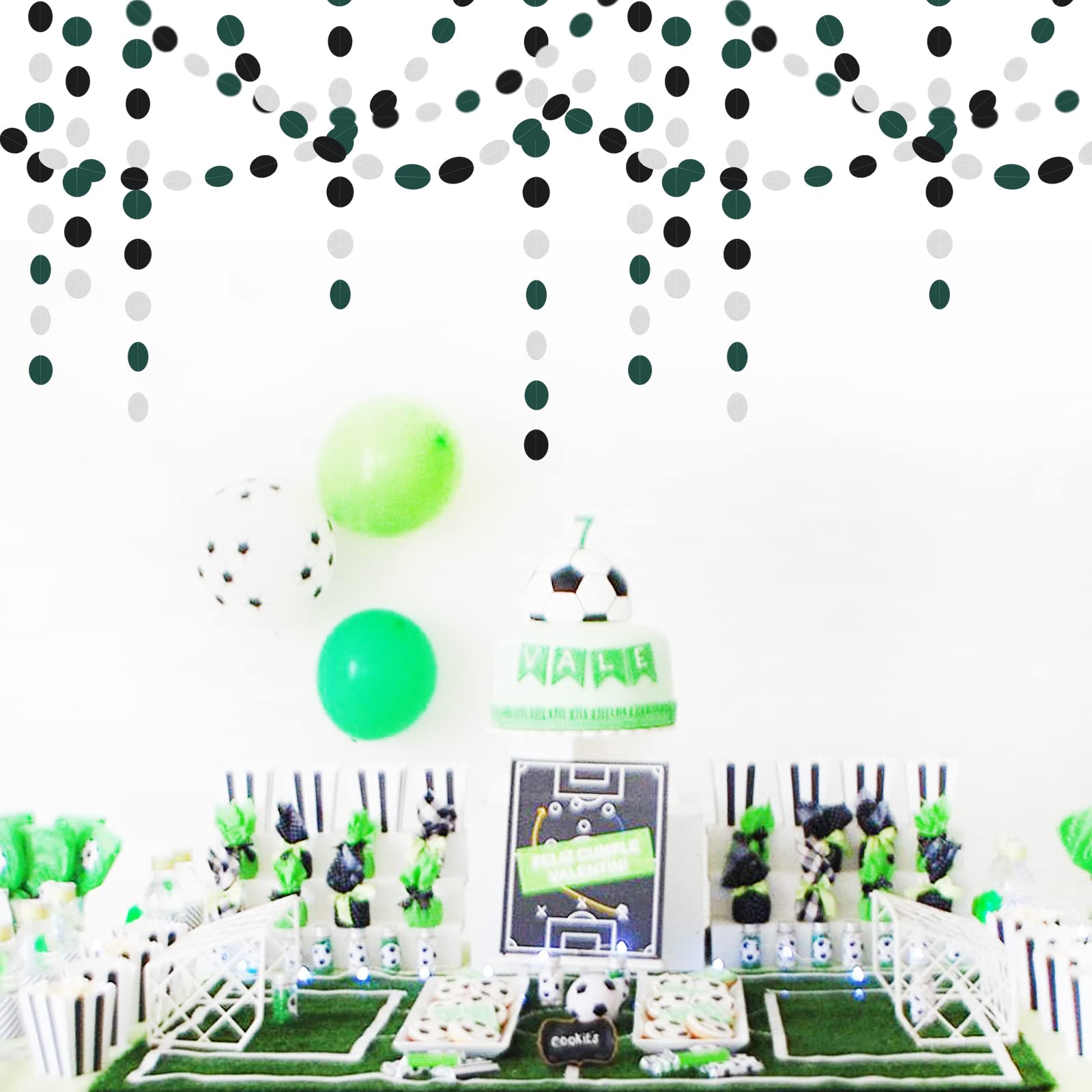 Black-Green Silver Party-Decorations Garland Streamers - 52Ft Graduation 2024 Hanging Paper Banner, Soccer Party Supplies Men Boys Birthday Spring Summer Jungle Theme Decor Backdrop Bunting Panduola