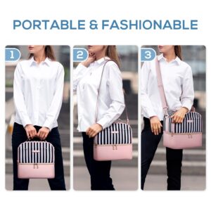 TOURIT Lunch Bag Women Double Deck Lunch Box Insulated Lunch Cooler for Women Men Work, Pink Stripes