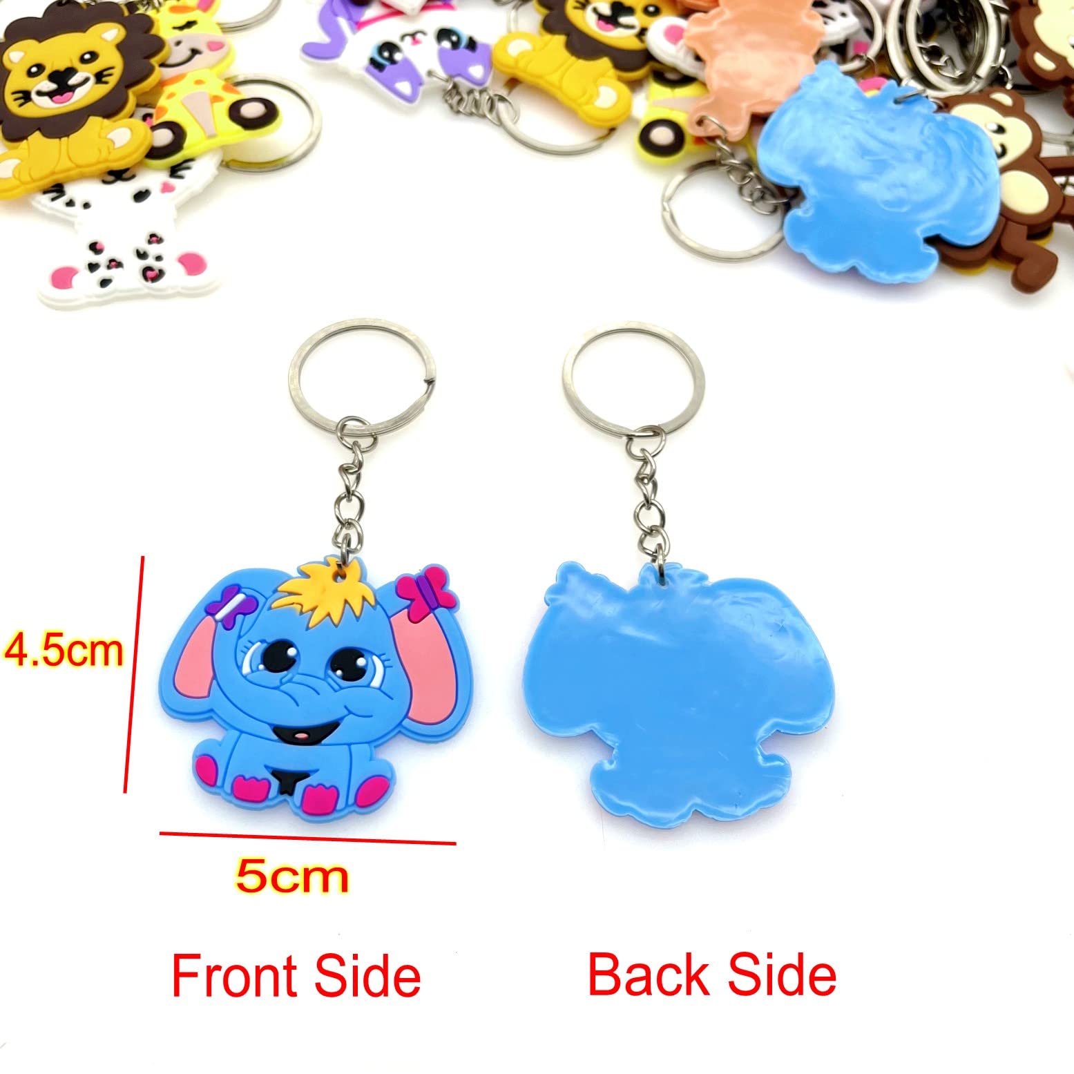 JZK 32 Pcs Animal keyring set for kids, Silicone animal keychains for children birthday party favours, kids party bag fillers, kids party thankyou gift graduation gifts