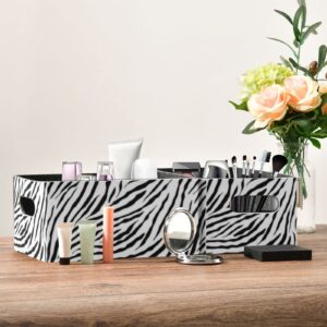 susiyo Zebra Print Pattern Storage Bins 2 Pcs Felt Storage Basket Foldable Organizer Bin for Office Closet