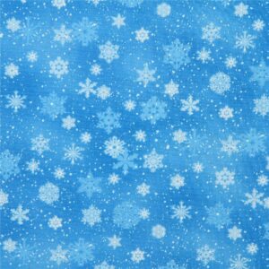 elizabeth's studio landscape medley blue christmas fabric with snowflake pattern (per 0.5 yard)