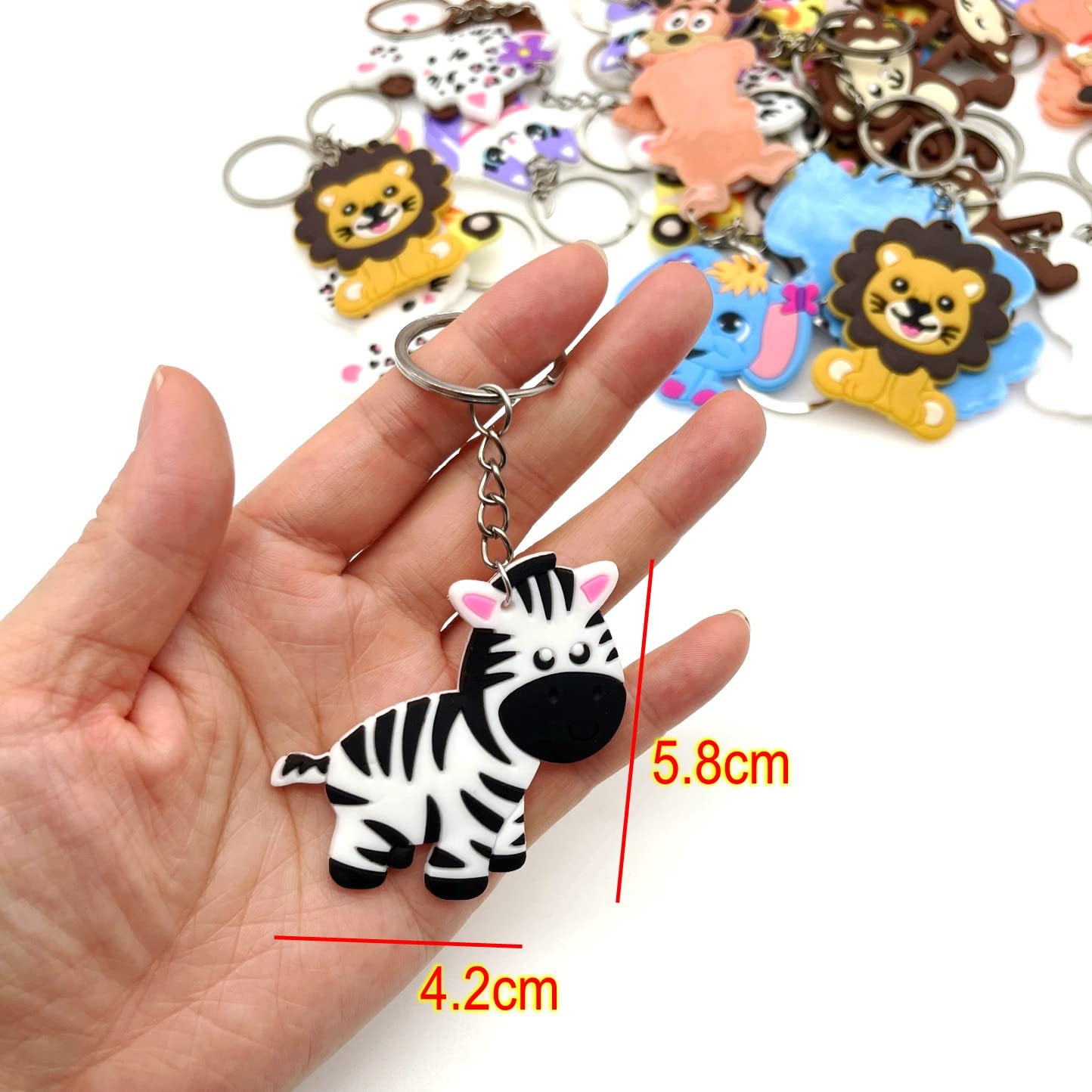 JZK 32 Pcs Animal keyring set for kids, Silicone animal keychains for children birthday party favours, kids party bag fillers, kids party thankyou gift graduation gifts