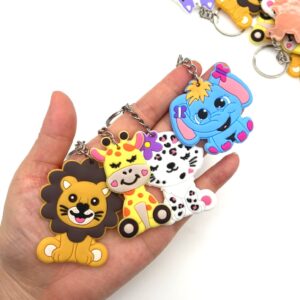 JZK 32 Pcs Animal keyring set for kids, Silicone animal keychains for children birthday party favours, kids party bag fillers, kids party thankyou gift graduation gifts