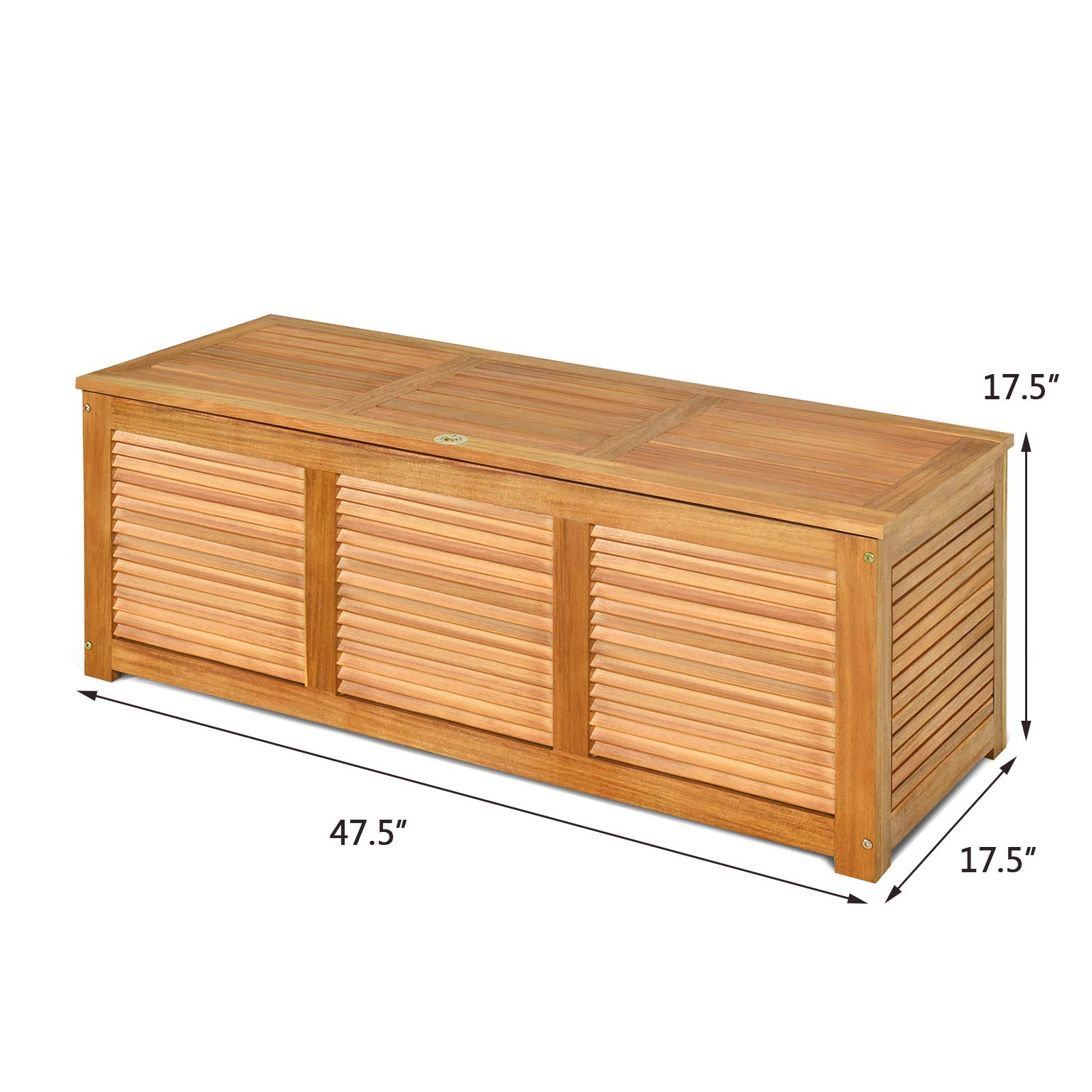 HAPPYGRILL 47 Gallon Acacia Wood Deck Box, Outdoor Storage Box Garden Tools Box Container for Patio Garden Garage