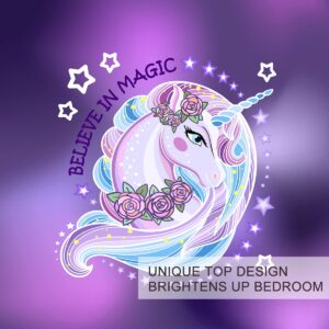 BlessLiving King Unicorn Bedding Set Purple Unicorn Bed Set 3 Piece Soft Girl Comforter Cover, Cartoon Unicorn Bedspreads Kids, Teens and Women, King Size