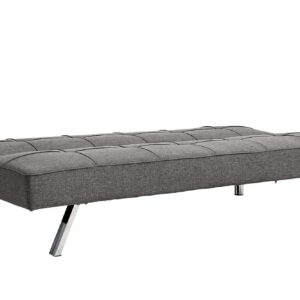 Majnesvon Modern Fabric Sofa Bed Futon with Chrome Legs stainle Leg Convertible Folding Sofa Bed, 3 Angles Adjustable Back for Compact Living Spaces,Apartments Office Dorms (Gray)