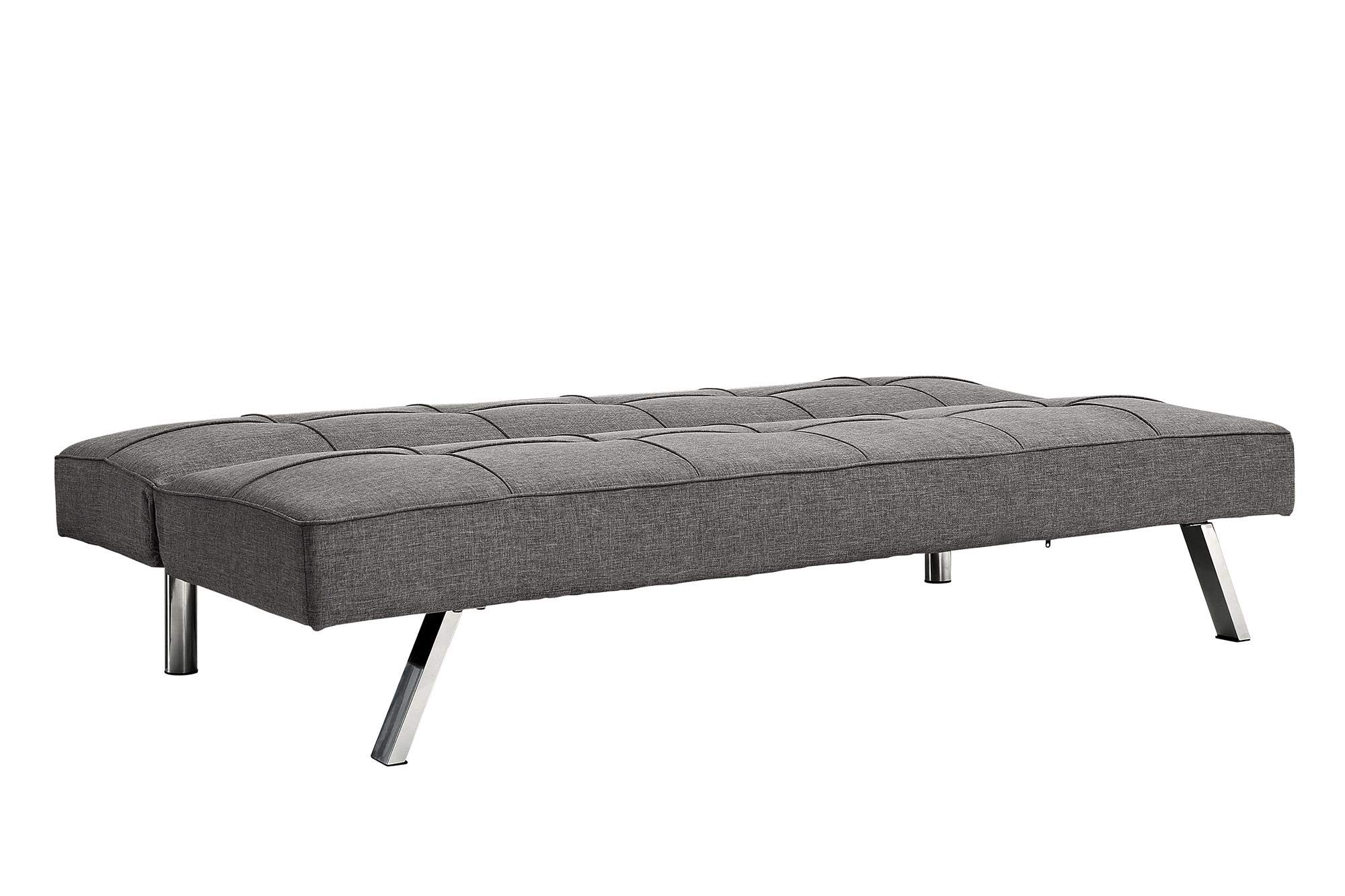 Majnesvon Modern Fabric Sofa Bed Futon with Chrome Legs stainle Leg Convertible Folding Sofa Bed, 3 Angles Adjustable Back for Compact Living Spaces,Apartments Office Dorms (Gray)