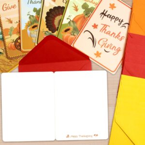 WorldBazaar Thanksgiving Greeting Cards with Envelopes 24PCS Watercolor Thanksgiving Day Pumpkin Turkey Cards Fall Autumn Thanksgiving Party Supplies