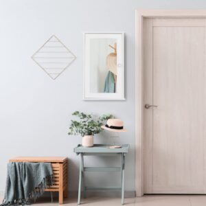 Karl home Wooden Medicine Cabinet White Wall Mounted Bathroom Cabinet with Single Mirror Door & Adjustable Shelves for Bathroom, Living Room, Entryway