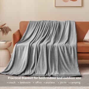 RUIKASI Fleece Throw Blanket Twin - Plush Fuzzy Flannel Blanket Medium Grey for Twin Size Bed, Super Soft Warm Blanket for Sofa and Couch, Fluffy Blanket 60x80 Inches