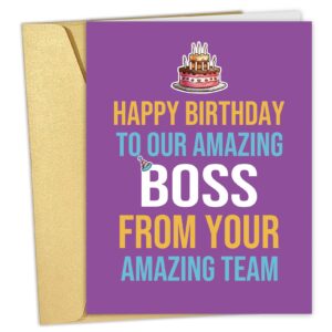 qiliji big birthday card for boss, happy birthday card from your amazing team, boss birthday party, jumbo bday card