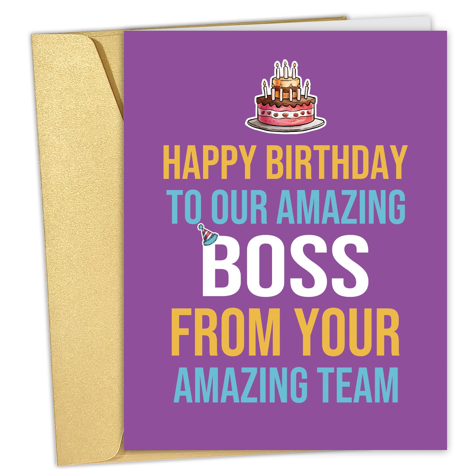 Qiliji Big Birthday Card for Boss, Happy Birthday Card from Your Amazing Team, Boss Birthday Party, Jumbo Bday Card