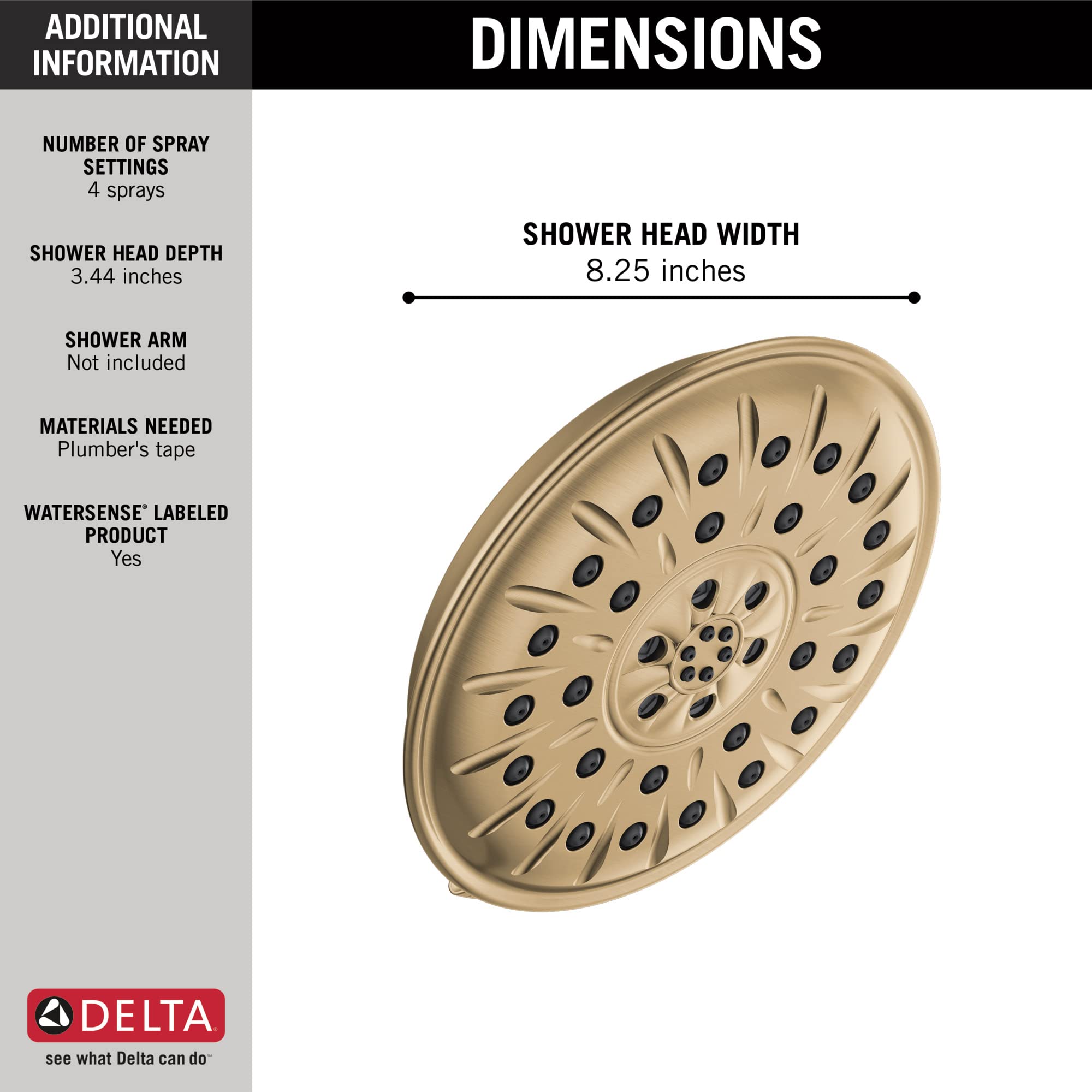 Delta -faucet 52487-CZ-PR Universal Showering Components Showerhead, Lumicoat Champagne Bronze