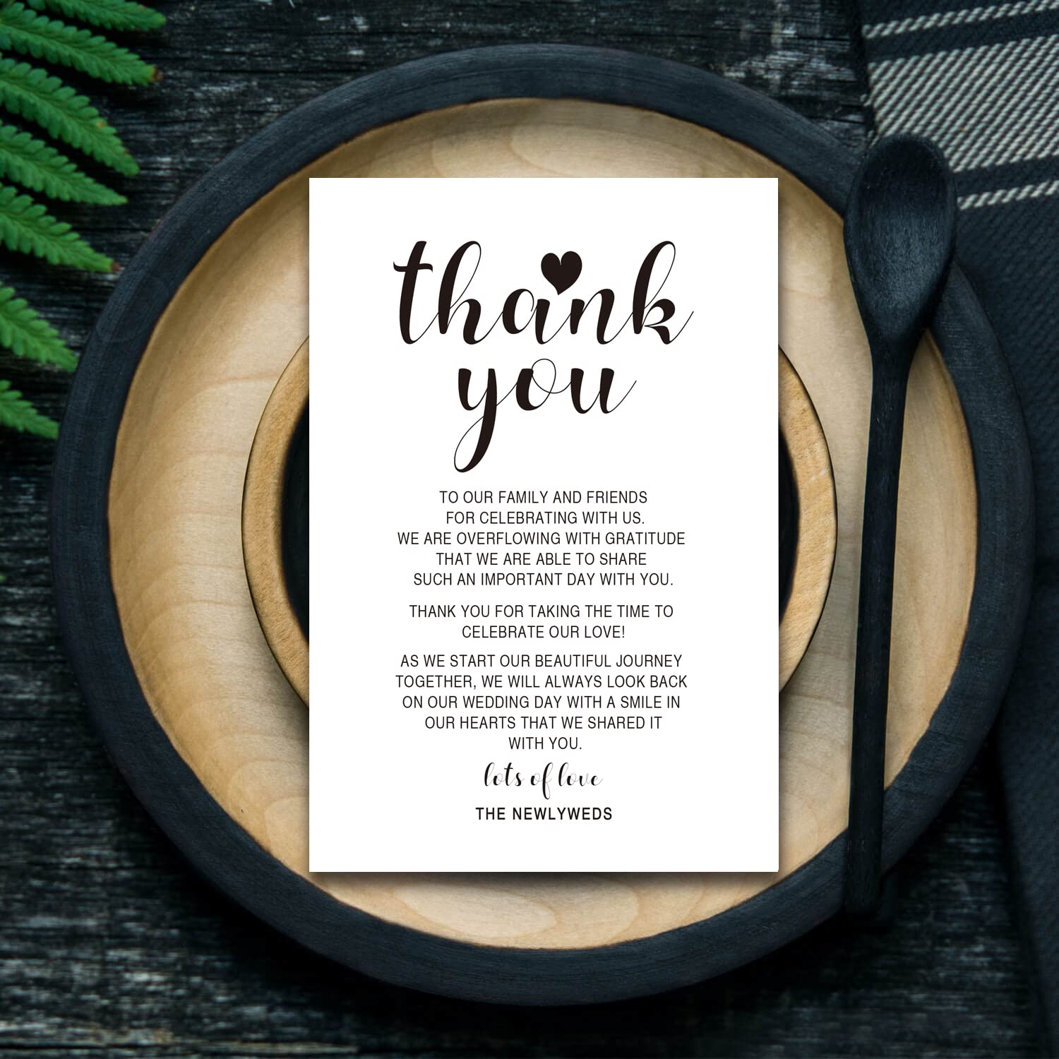 50 Wedding Reception Thank You Cards - Wedding Place Setting Cards Wedding, Rehearsal Dinner Thank You Table Sign for Your Table Centerpiece, Wedding Decorations.4 x 6 Inch