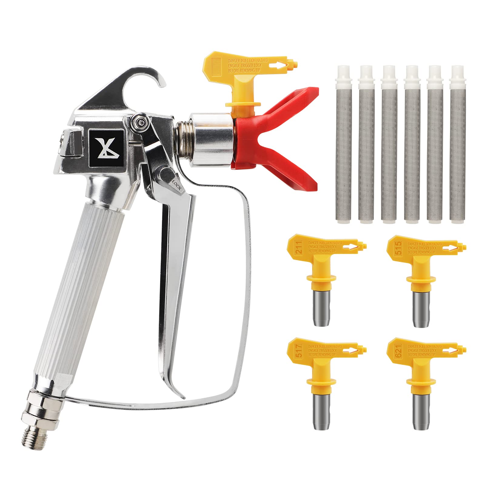 CPROSP Airless Paint Spray Gun, High Pressure 3600 PSI with 4 x Swivel Joint 211,515,517,621 and 6 x Filter