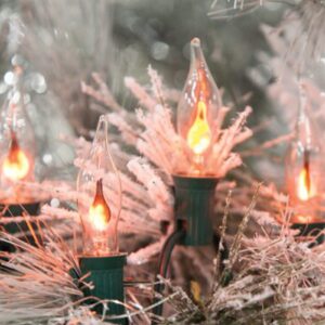 Christmas Flicker Flame Light Bulbs, Clear Flame Tip Candelabra Bulbs, Window Candles Replacement Bulbs with Orange Flame, 1 Watt, E12 Candelabra Base, 12 Pack