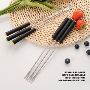 Stainless Steel Fondue Forks, Set of 6 Cheese Forks with Heat Resistant Color Handle for Chocolate Fountain Roast, 9.1"