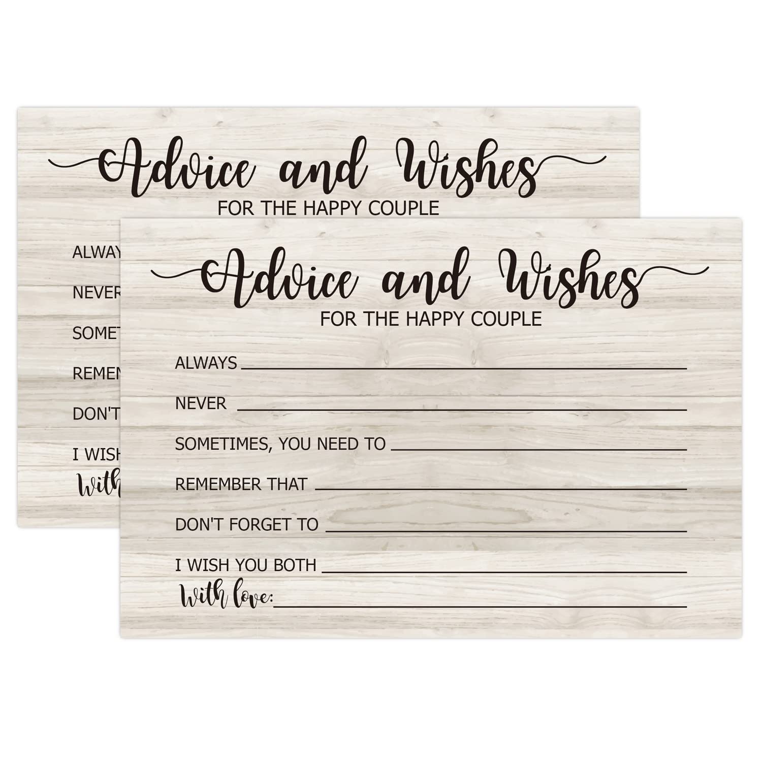 FARHTINANFX 50 Wedding Advice and Wishes Cards, for Bride and Groom Weddings, Brida Shower Activity, Advice and Wishes for The Happy Couple (4" x 6")