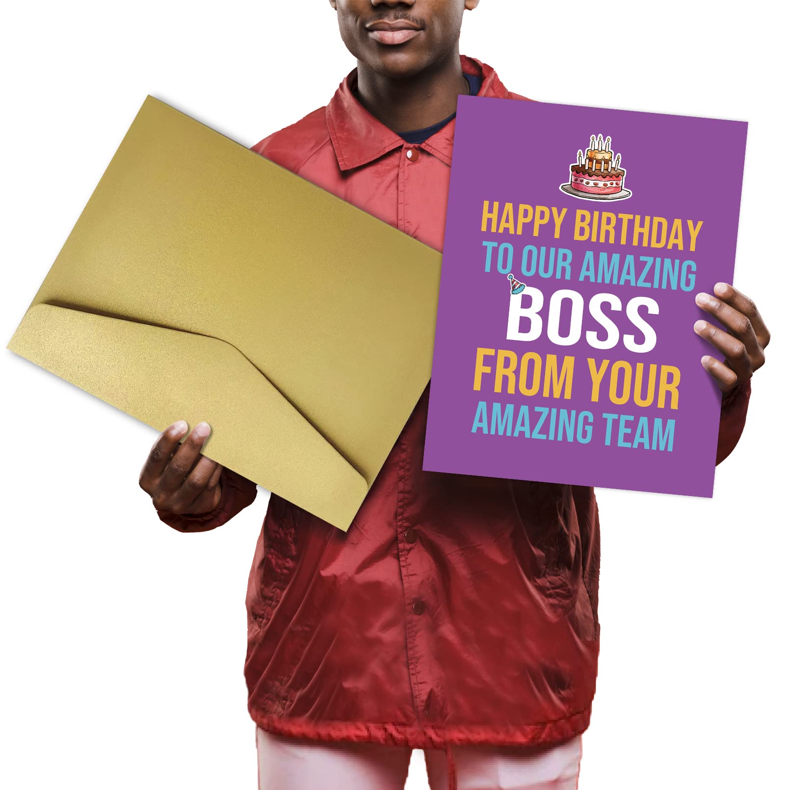 Qiliji Big Birthday Card for Boss, Happy Birthday Card from Your Amazing Team, Boss Birthday Party, Jumbo Bday Card