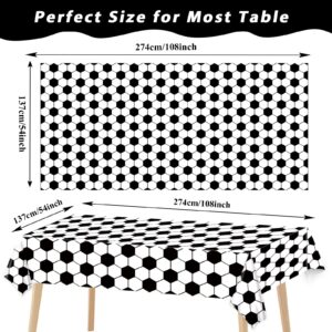 3 Pieces Soccer Party Tablecloths for Soccer Birthday Decorations Plastic Disposable Sports Ball Party Table Covers for Rectangle Tables Birthday Party Supplies Favors, 54 x 108 Inches