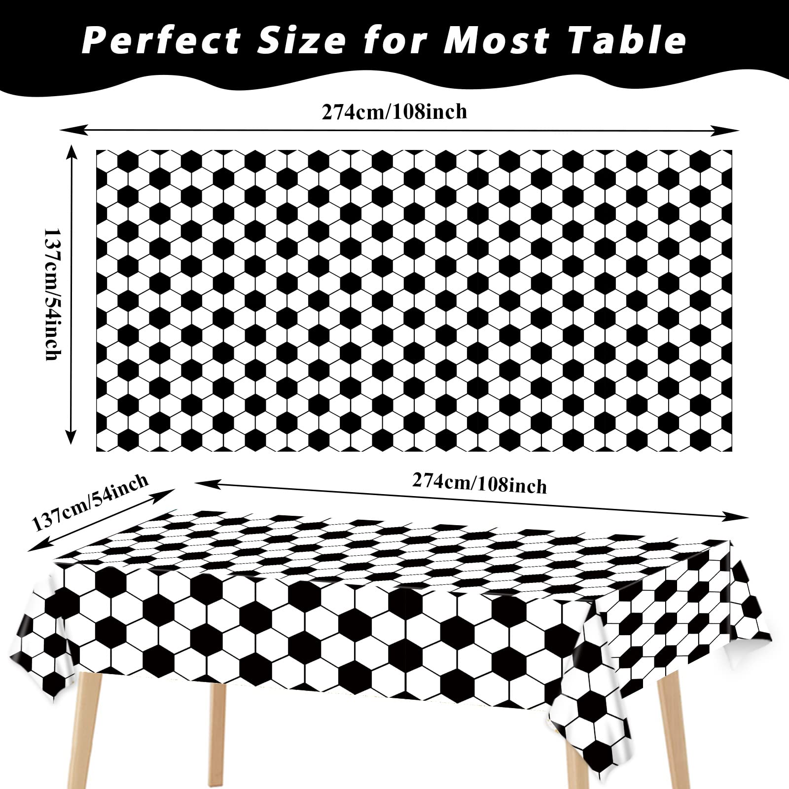 3 Pieces Soccer Party Tablecloths for Soccer Birthday Decorations Plastic Disposable Sports Ball Party Table Covers for Rectangle Tables Birthday Party Supplies Favors, 54 x 108 Inches