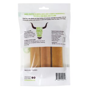 Buck Bone Organics Yak Cheese Chews for Dogs, All Natural Himalayan Yak Chew, Long Lasting Pet Treats, Odor Free, with Limited Ingredients (3 Large Sticks)