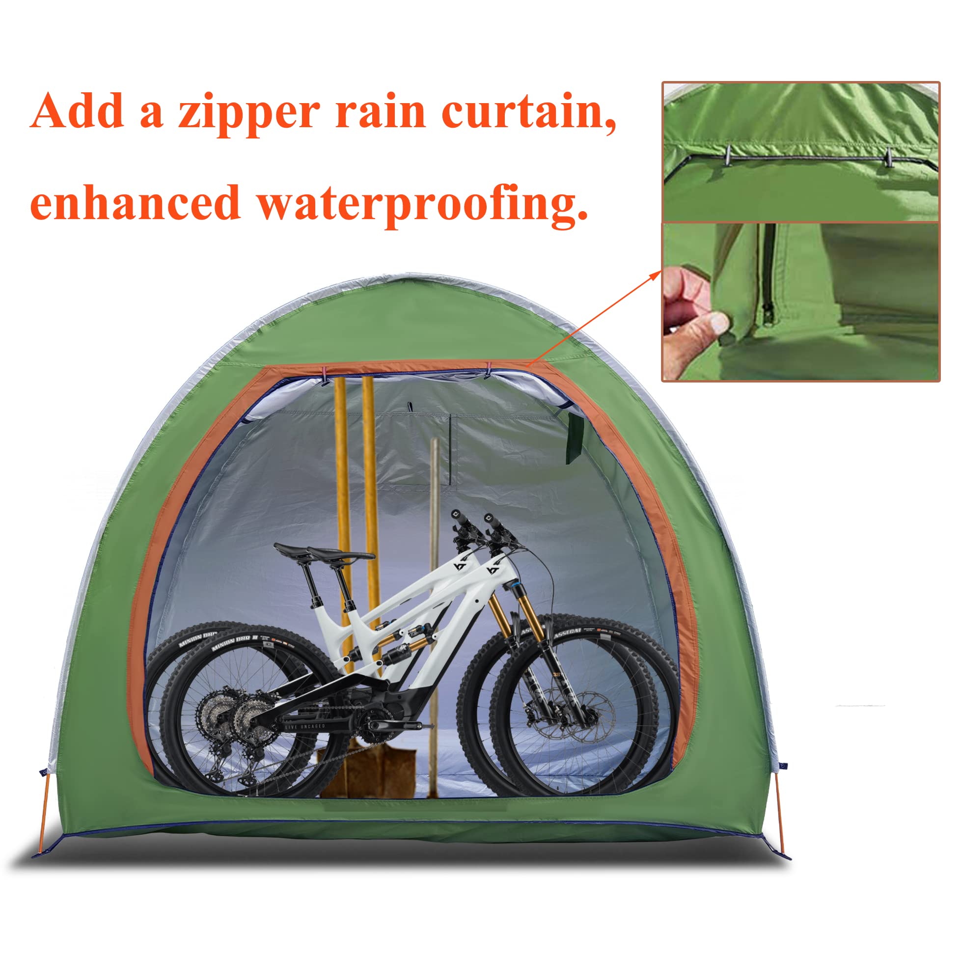 HuaKastro Upgraded Waterproof Bike Cover Storage Tent for 2 Bikes, Premium Aluminum Support Poles and Waterproof Sealing Seams, UV-Proof 210D Oxford Fabric Shed, Easy Setup, Portable and Space Saving