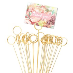 30pcs metal wire floral place card holder, photo clip round flower favor card holder metal wire photo memo holder metal for shower party favor