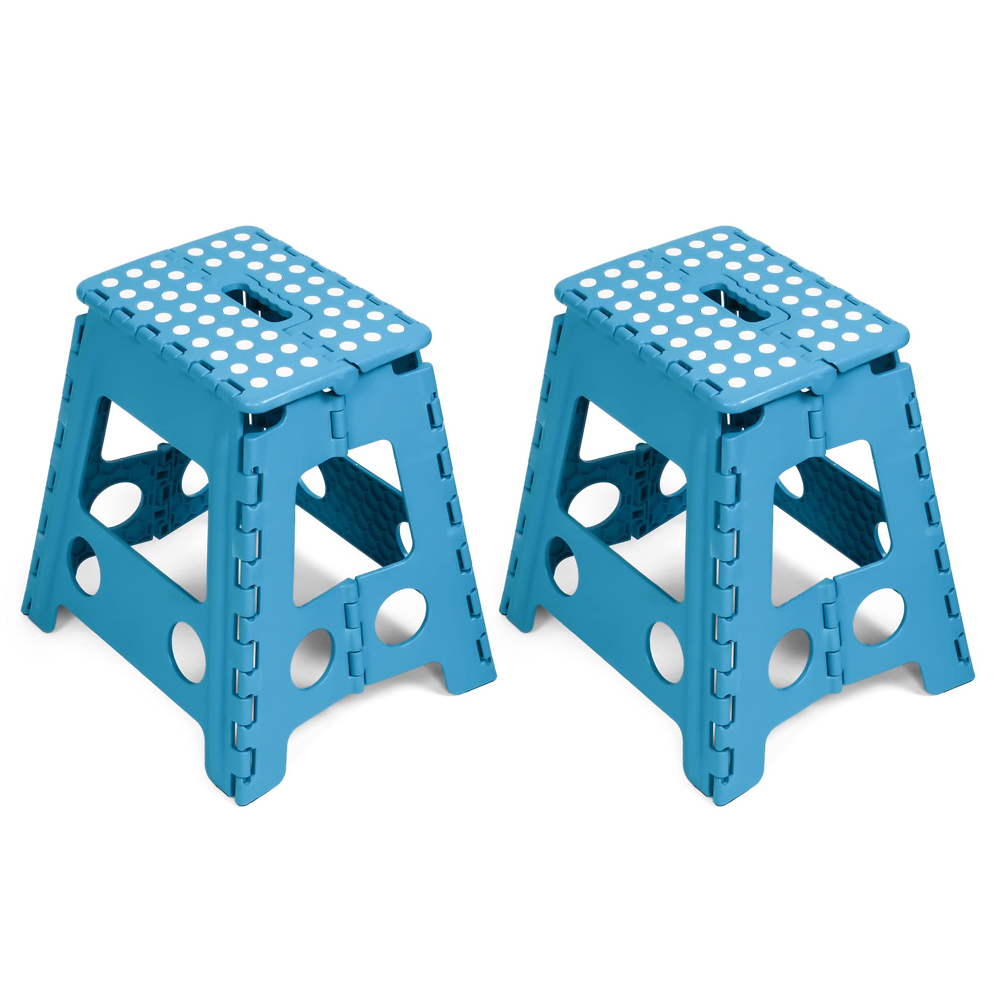 2 Pack 16 Inch Foldable Step Stool for Kids Folding Step Stool for Adults Lightweight Non-Slip Design Kitchen Stepping Stools Garden Step Stool Great for Bathroom, Bedroom, Living Room Blue