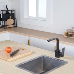 WOWOW Modern Bar Sink Faucet Oil Rubbed Bronze Bar Faucet Single Hole Wet Bar Faucet Single Handle Small Kitchen Faucet with Supply Hose Stainless Steel