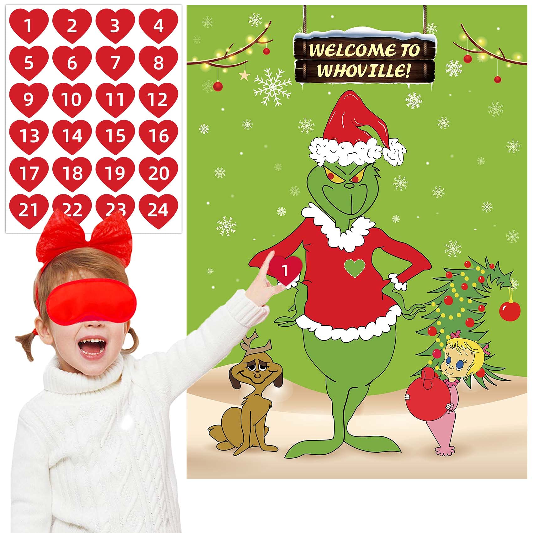 Jauntyhood Pin The Heart On The Christmas Game Christmas Games for Kids Christmas Party Games Christmas Games Party Outdoor/Christmas Games for The Christmas Party Decorations