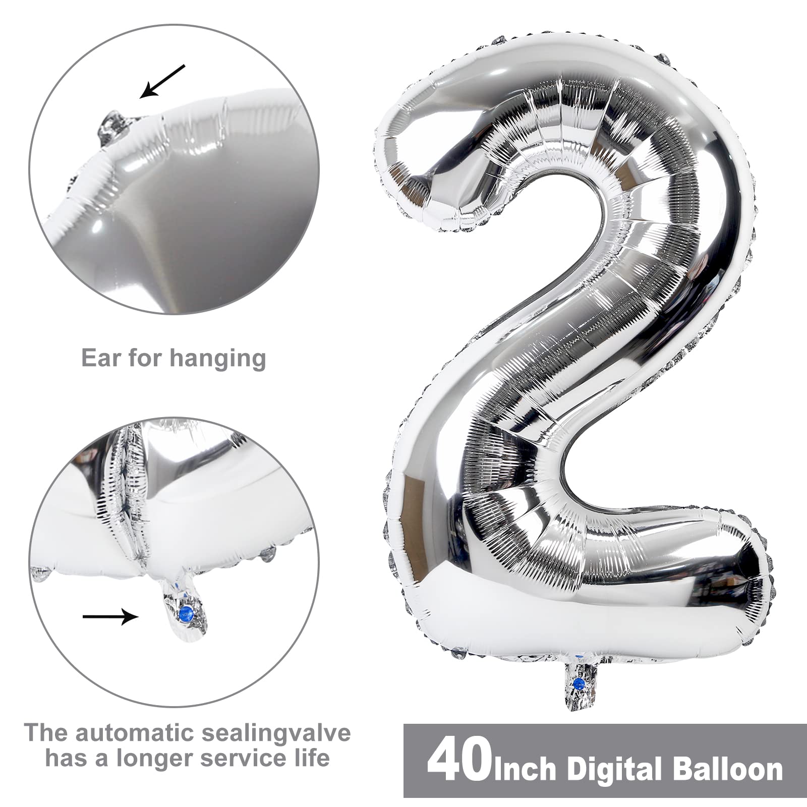 Huge Silver Balloon Number 22,40 Inch Silver 22nd Mylar Foil Helium Birthday Decoration Balloons，Silver 22 Balloons For Wedding Anniversary Birthday Party Decors,22Year Old Men Women Birthday Balloons