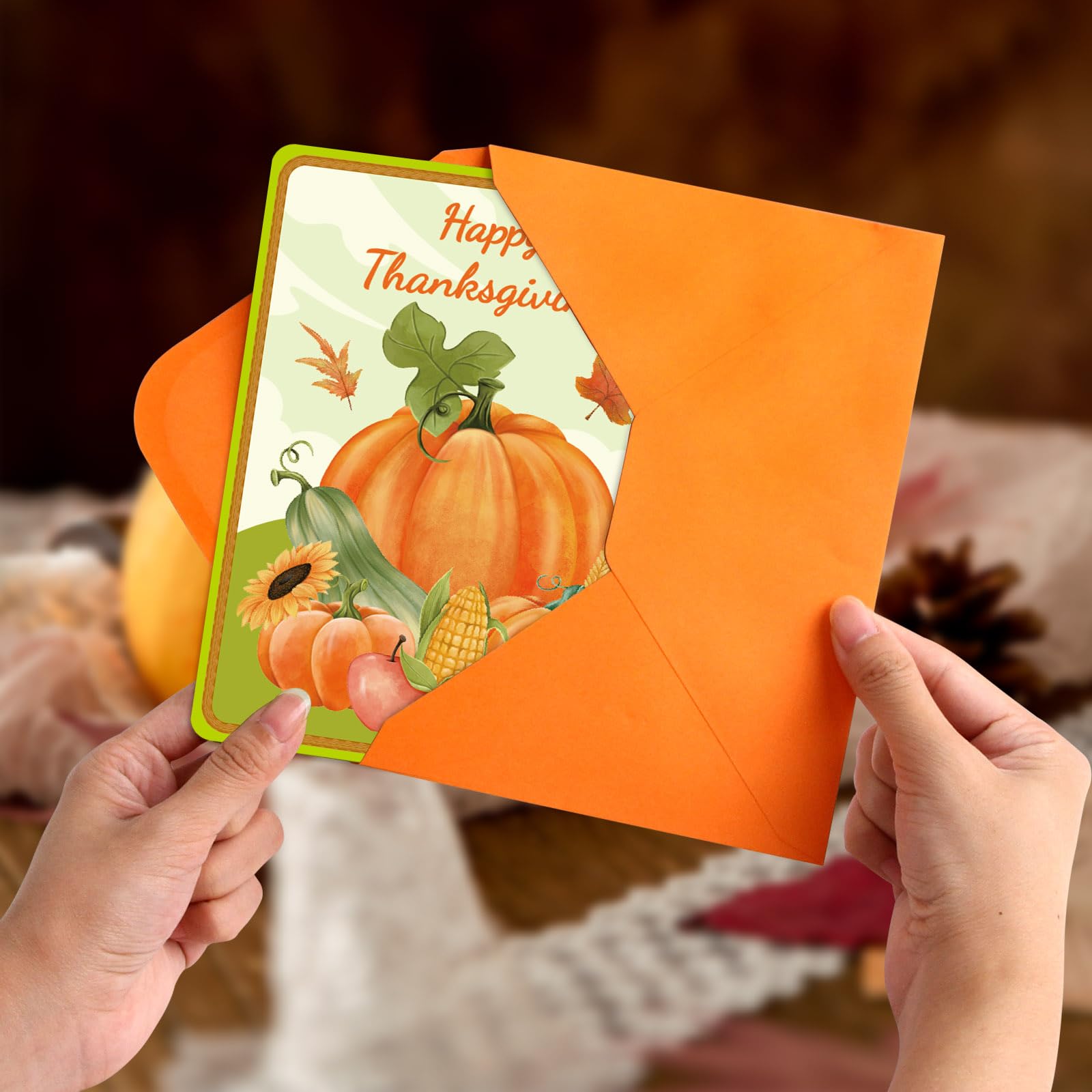 WorldBazaar Thanksgiving Greeting Cards with Envelopes 24PCS Watercolor Thanksgiving Day Pumpkin Turkey Cards Fall Autumn Thanksgiving Party Supplies