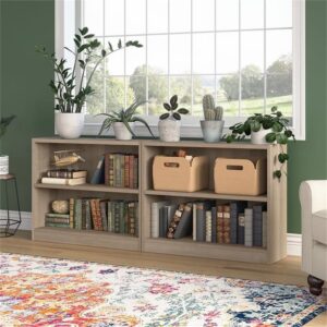 Bush Furniture Universal Small 2 Shelf Bookcase in Ash Gray - Set of 2, Matching Storage and Display Bookshelves for Home Office or Living Room Organization