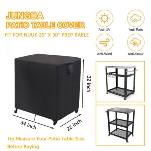 Jungda Outdoor Prep Cart Cover for Nuuk 20" x 30" Pizza Oven Table,Patio Grill Table Cover for Movable Dining Cart Table,Waterproof Outdoor Cart Cover - 34 X 22 X 32 Inch