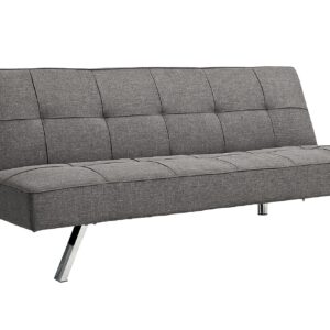 Majnesvon Modern Fabric Sofa Bed Futon with Chrome Legs stainle Leg Convertible Folding Sofa Bed, 3 Angles Adjustable Back for Compact Living Spaces,Apartments Office Dorms (Gray)