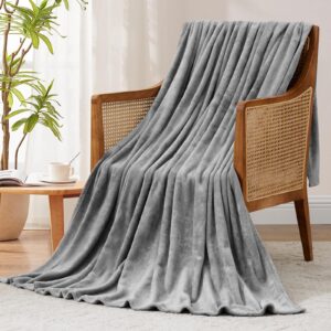 RUIKASI Fleece Throw Blanket Twin - Plush Fuzzy Flannel Blanket Medium Grey for Twin Size Bed, Super Soft Warm Blanket for Sofa and Couch, Fluffy Blanket 60x80 Inches